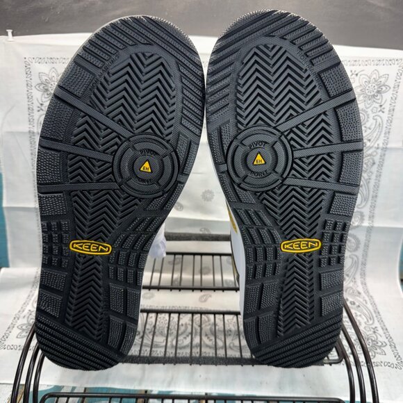 NEW KEEN Overton Work Shoe (Carbon Toe) Leather Yellow/White/Black Mens Sz 9D - Picture 6 of 9